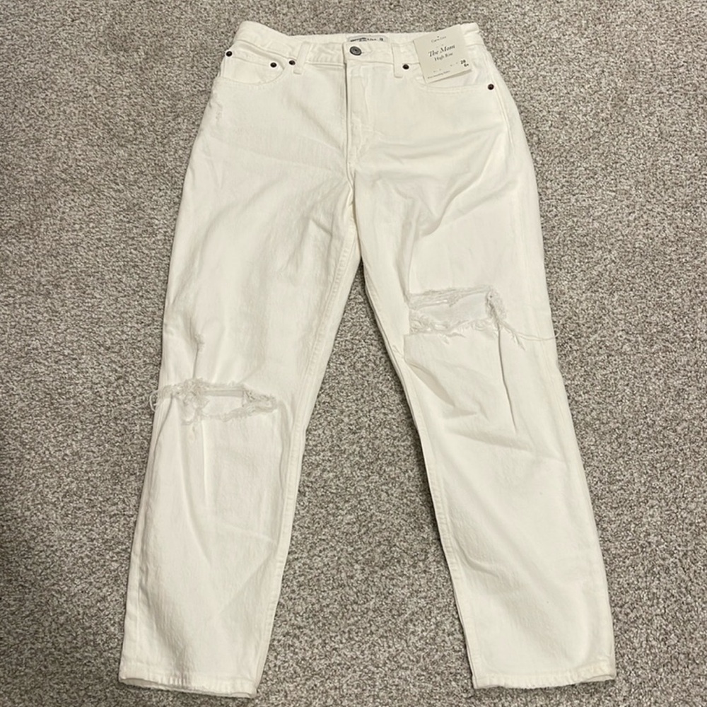 Abercrombie & Fitch High Rise White Straight Jeans